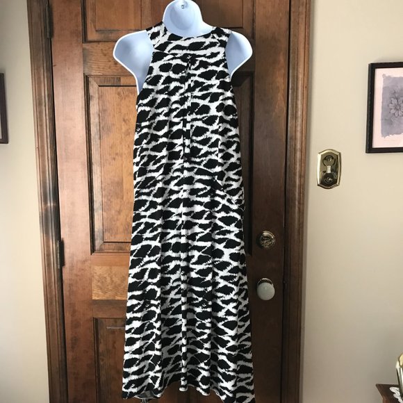 Rafaella Black and White Diamond Mid-Length Tank Dress Petite Small - Picture 8 of 12